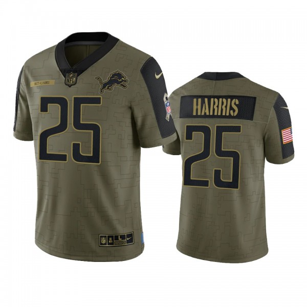 Detroit Lions Will Harris Olive 2021 Salute To Service Limited Jersey