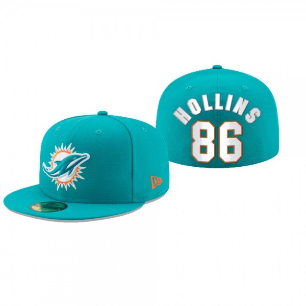Miami Dolphins Mack Hollins Aqua Omaha 59FIFTY Fitted Hat