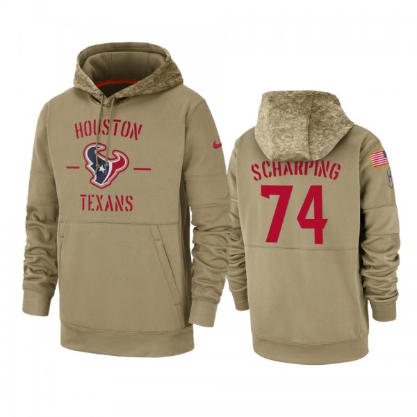 Houston Texans Max Scharping Tan 2019 Salute to Service Sideline Therma Pullover Hoodie