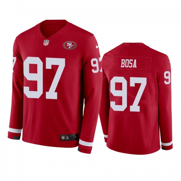 San Francisco 49ers Nick Bosa Scarlet Therma Long Sleeve Jersey