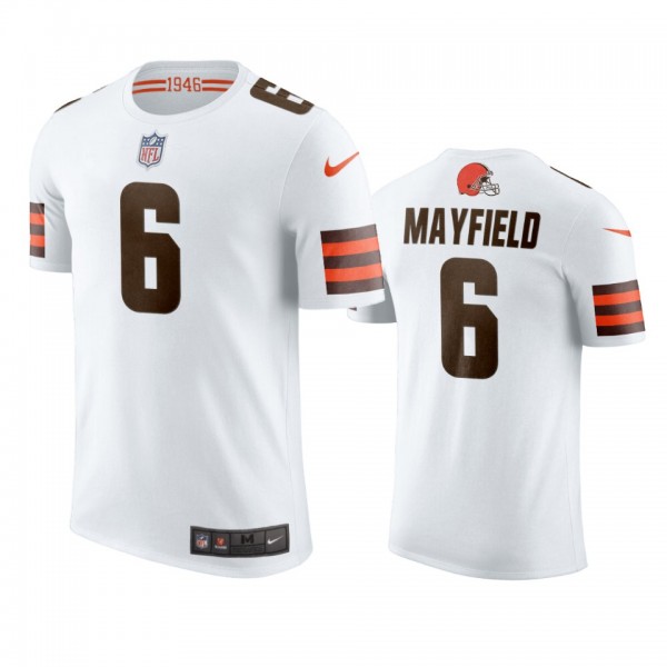 Men's Cleveland Browns Baker Mayfield White Name &...