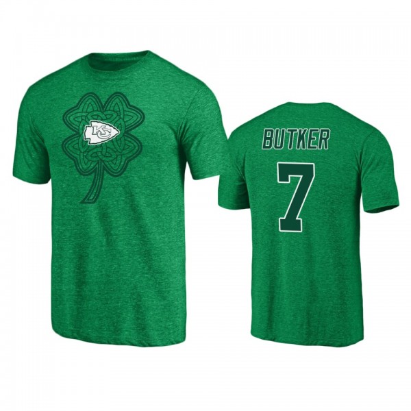 Kansas City Chiefs Harrison Butker Heathered Kelly Green St. Patrick's Day Paddy's Pride T-Shirt