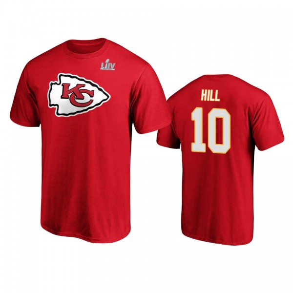 Men's Kansas City Chiefs Tyreek Hill Red Super Bowl LIV Halfback Player Name & Number T-Shirt