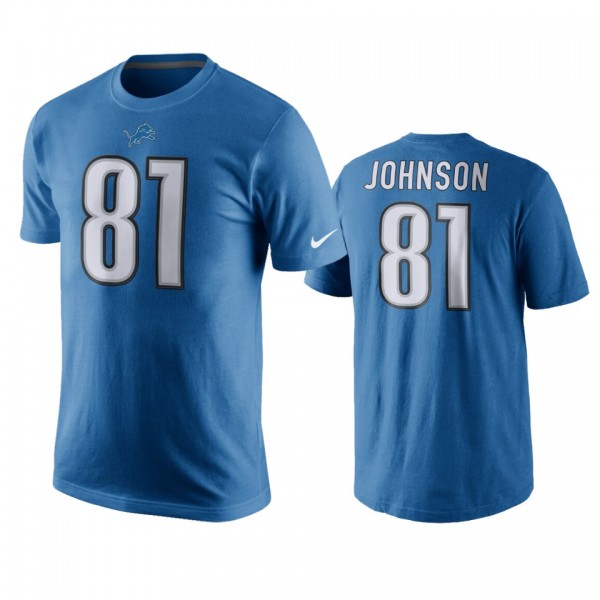 Detroit Lions Calvin Johnson Light Blue Name &...