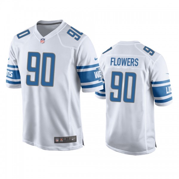 Detroit Lions Trey Flowers White Game Jersey