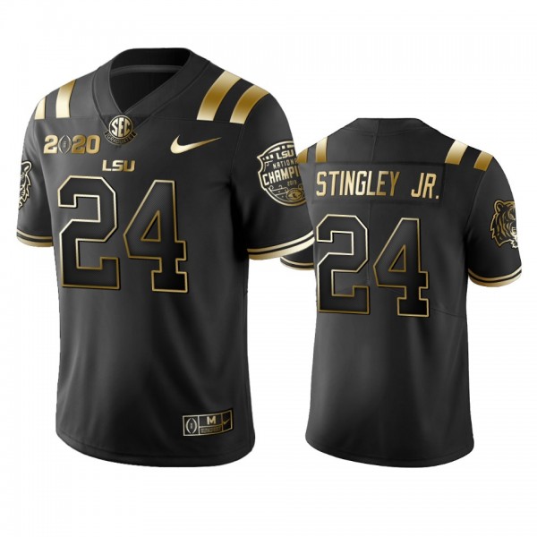 LSU Tigers Derek Stingley Jr. Black 2020 National Champions Golden Edition Jersey
