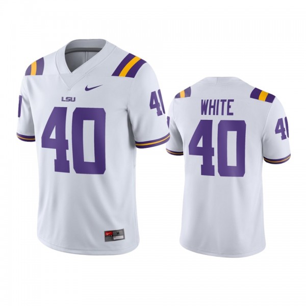 LSU Tigers Devin White White Game Football Jersey