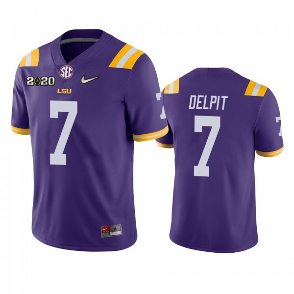 LSU Tigers Grant Delpit Purple 2020 National Champions Game Jersey