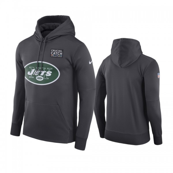 Men's New York Jets Anthracite Crucial Catch Hoodi...