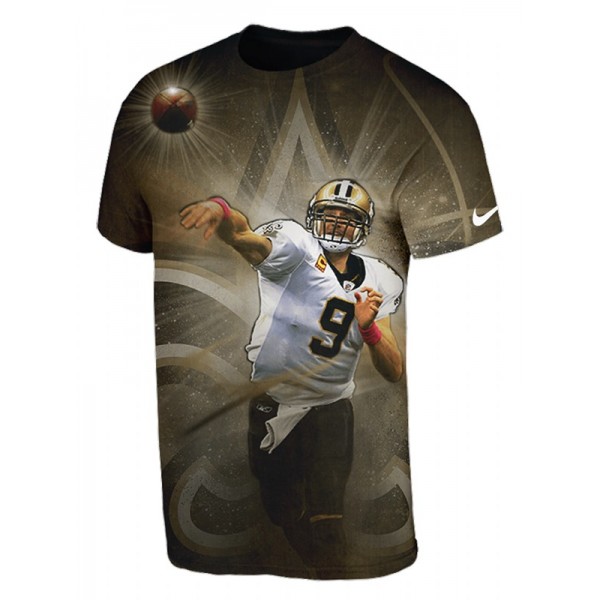 Men's New Orleans Saints Drew Brees Gold 3D Printe...