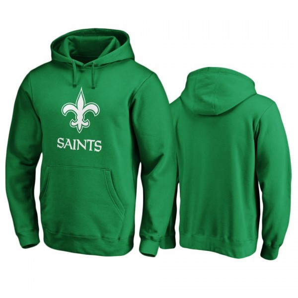 Men's New Orleans Saints Green St. Patrick's Day White Logo Pullover Hoodie