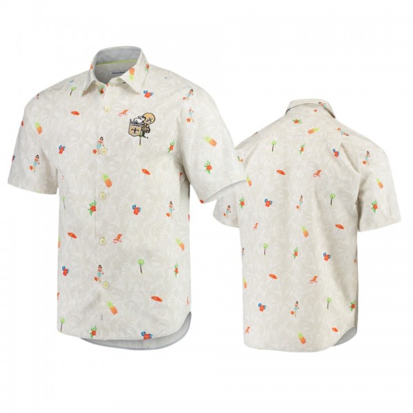 New Orleans Saints White Beach-cation Throwback Button-Up Woven Shirt