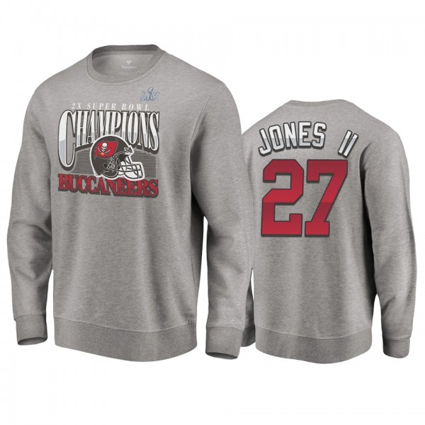 Tampa Bay Buccaneers Ronald Jones II Gray 2-Time Super Bowl LV Champions Nickel Sweatshirt