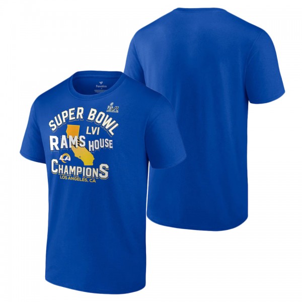Men's Los Angeles Rams Fanatics Branded Royal Super Bowl LVI Champions Hometown Hard Count T-Shirt