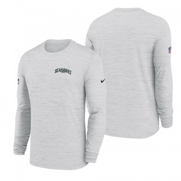 Men's Seattle Seahawks Nike White Velocity Athletic Stack Performance Long Sleeve T-Shirt