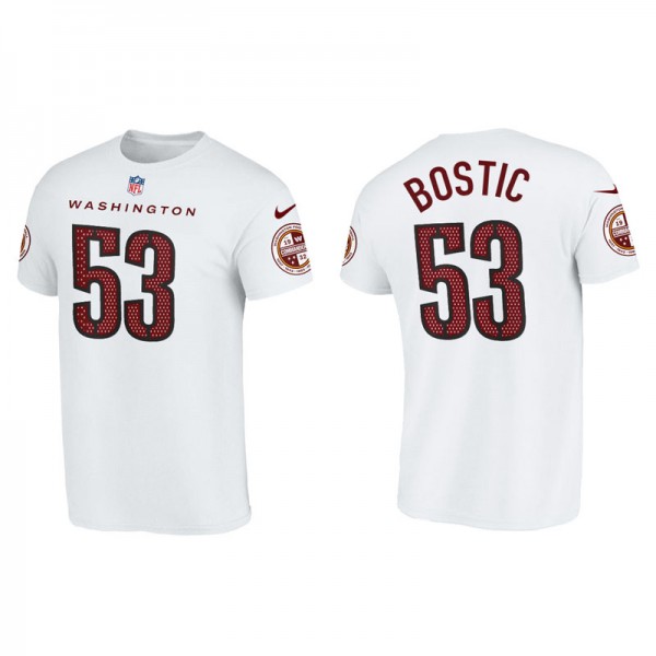 Men's Washington Commanders Jon Bostic White Name & Number  T-Shirt