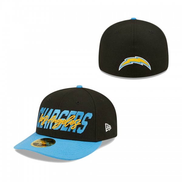 Men's Los Angeles Chargers New Era Black Powder Blue 2022 NFL Draft Low Profile 59FIFTY Fitted Hat