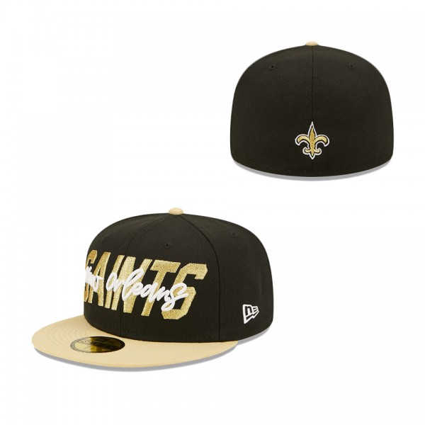 Men's New Orleans Saints New Era Black Gold 2022 NFL Draft On Stage 59FIFTY Fitted Hat