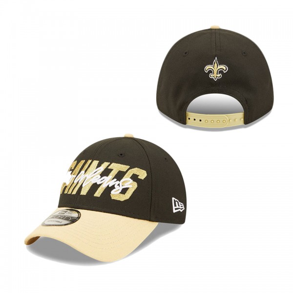 Men's New Orleans Saints New Era Black Gold 2022 NFL Draft 9FORTY Adjustable Hat