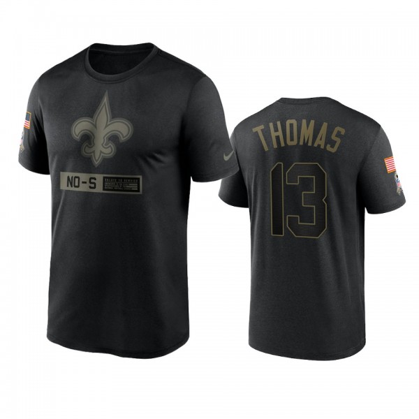 New Orleans Saints Michael Thomas Black 2020 Salute To Service Team Logo Performance T-shirt