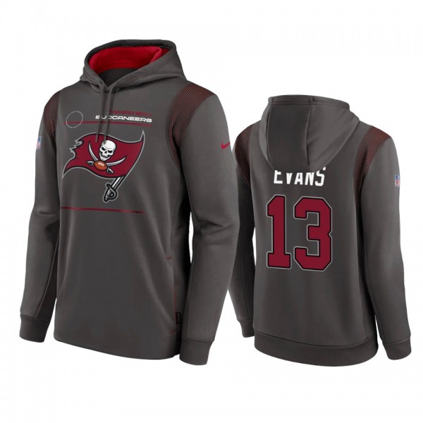 Tampa Bay Buccaneers Mike Evans Pewter Sideline Logo Performance Pullover Hoodie