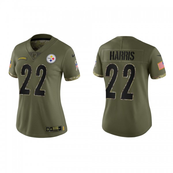 Najee Harris Women's Pittsburgh Steelers Olive 2022 Salute To Service Limited Jersey