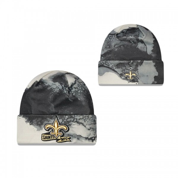 Men's New Orleans Saints Black 2022 Sideline Ink Dye Cuffed Knit Hat