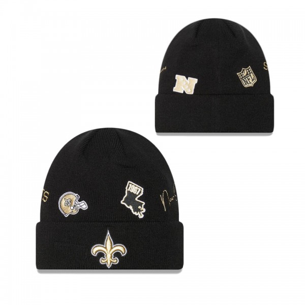 Men's New Orleans Saints Black Identity Cuffed Kni...