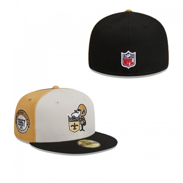 Men's New Orleans Saints Cream Black 2023 Sideline Historic 59FIFTY Fitted Hat