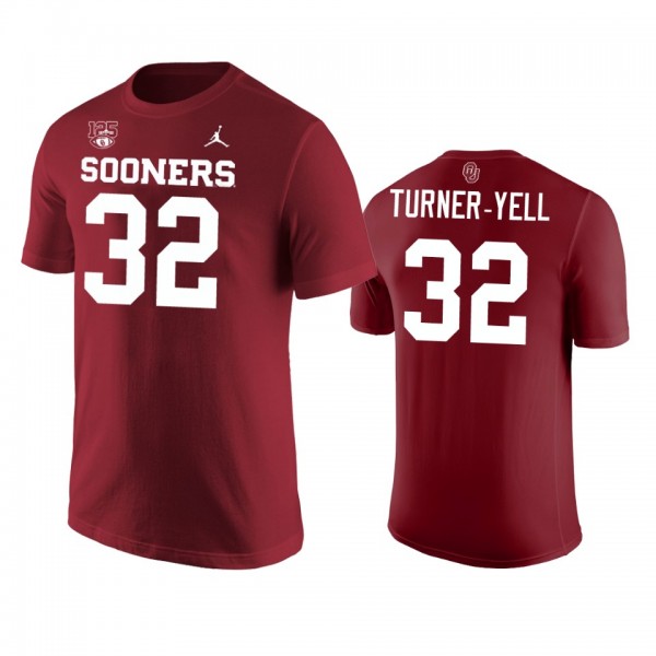 Oklahoma Sooners Delarrin Turner-Yell #32 Crimson 125th Football Season T-Shirt