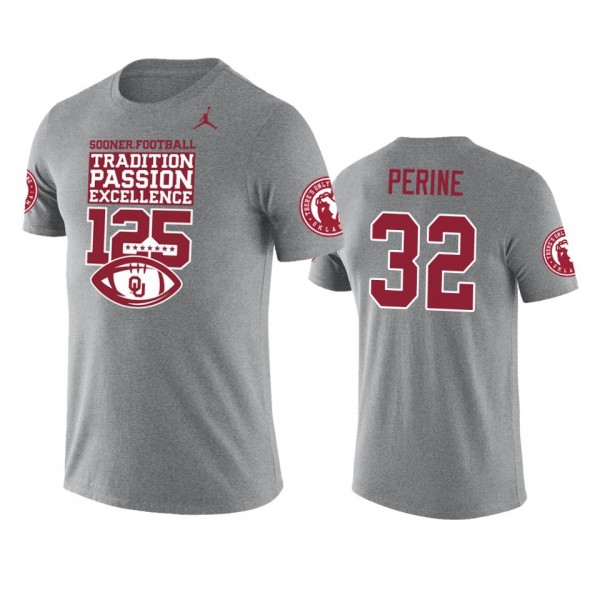 Oklahoma Sooners Samaje Perine #32 Heather Gray 125th Football Season Tradition Dri-Fit T-Shirt