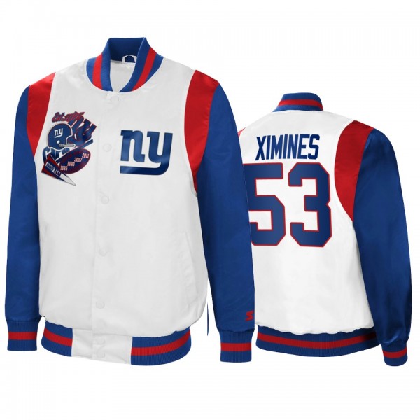New York Giants Oshane Ximines White Royal Retro The All-American Full-Snap Jacket