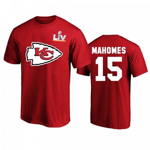 Kansas City Chiefs Patrick Mahomes Red Super Bowl LV Name & Number T-shirt