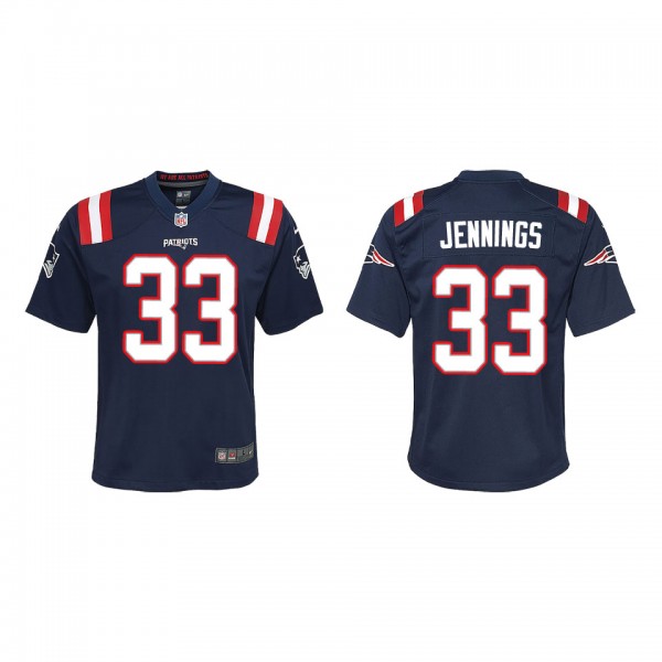 Youth New England Patriots Anfernee Jennings Navy Game Jersey