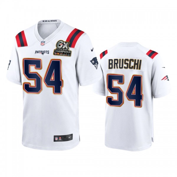 New England Patriots Tedy Bruschi White 6X Super B...