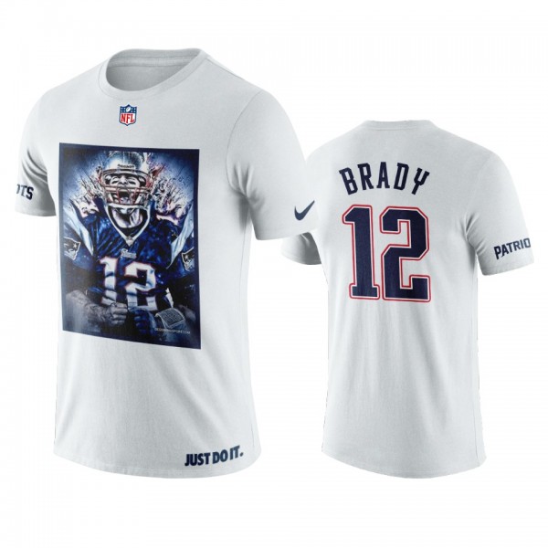 New England Patriots Tom Brady White Art Energy T-...