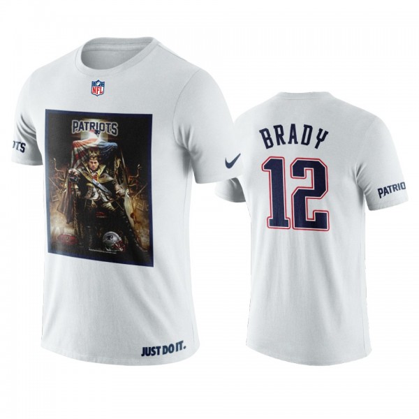 New England Patriots Tom Brady White Art King T-Sh...