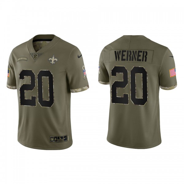 Pete Werner New Orleans Saints Olive 2022 Salute T...