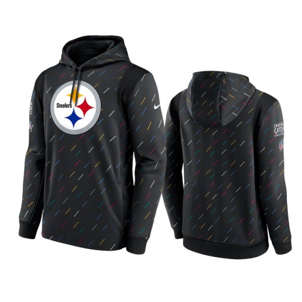 Men's Pittsburgh Steelers Charcoal Therma Pullover 2021 NFL Crucial Catch Hoodie