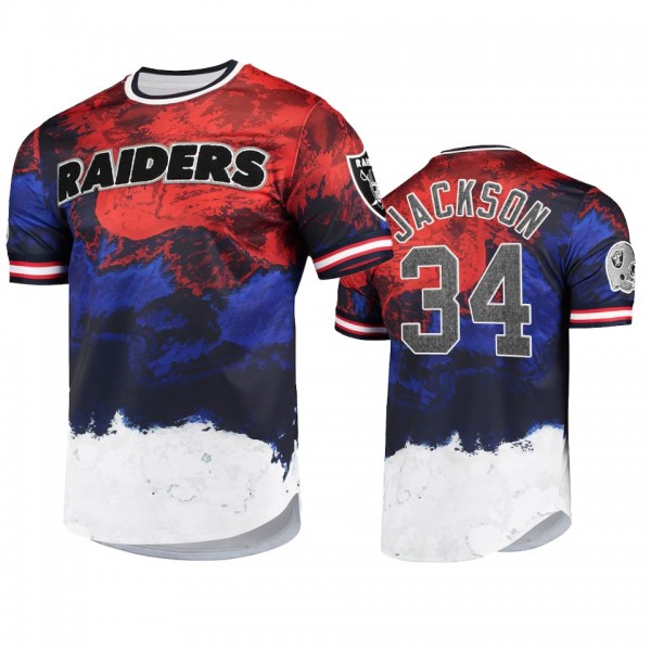 Las Vegas Raiders Bo Jackson Navy Red Americana Dip-Dye T-Shirt