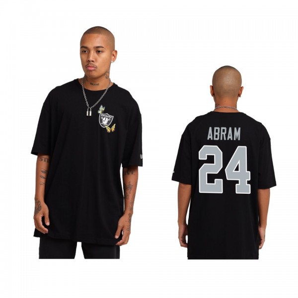 Las Vegas Raiders Johnathan Abram Black Team Logo Butterfly Graphic T-Shirt