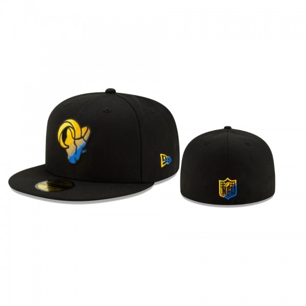 Los Angeles Rams Black Color Dim 59FIFTY Fitted Ha...