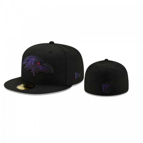 Baltimore Ravens Black Color Dim 59FIFTY Fitted Ha...