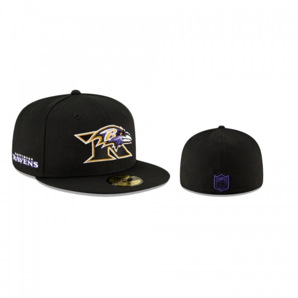 Baltimore Ravens Black Logo Mix 59Fifty Fitted Hat