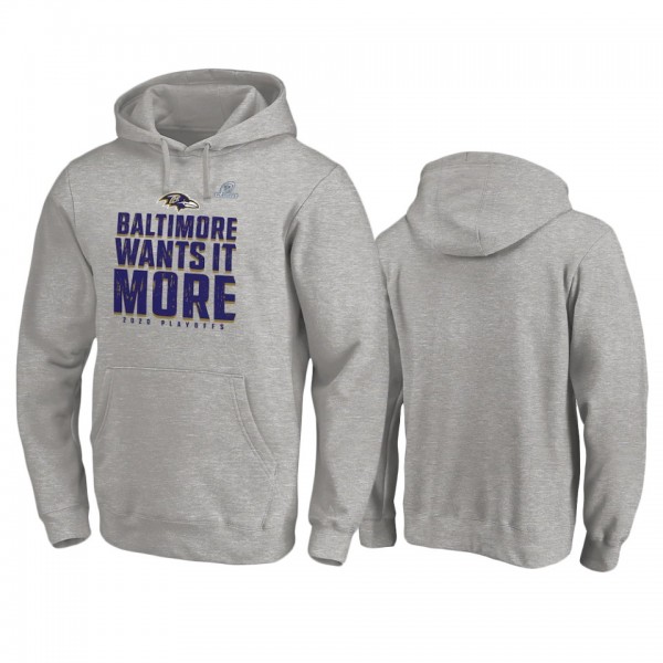Baltimore Ravens Gray 2020 NFL Playoffs Shift Hood...