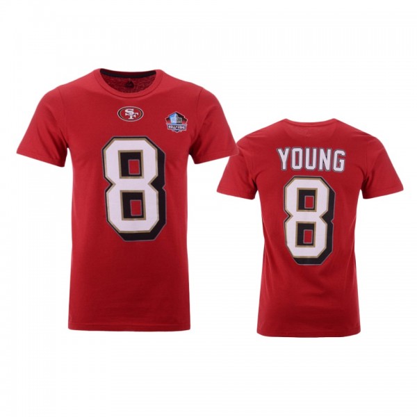 San Francisco 49ers #8 Steve Young Red Hall of Fame T-Shirt - Men's