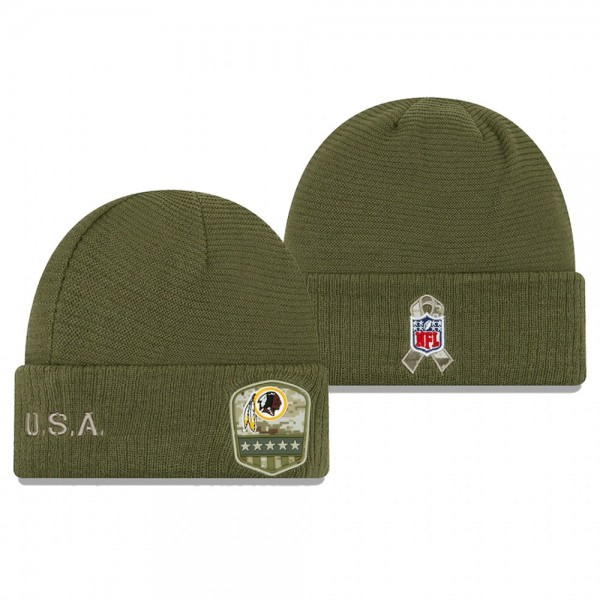 Washington Redskins Olive 2019 Salute to Service Sideline Cuffed Knit Hat