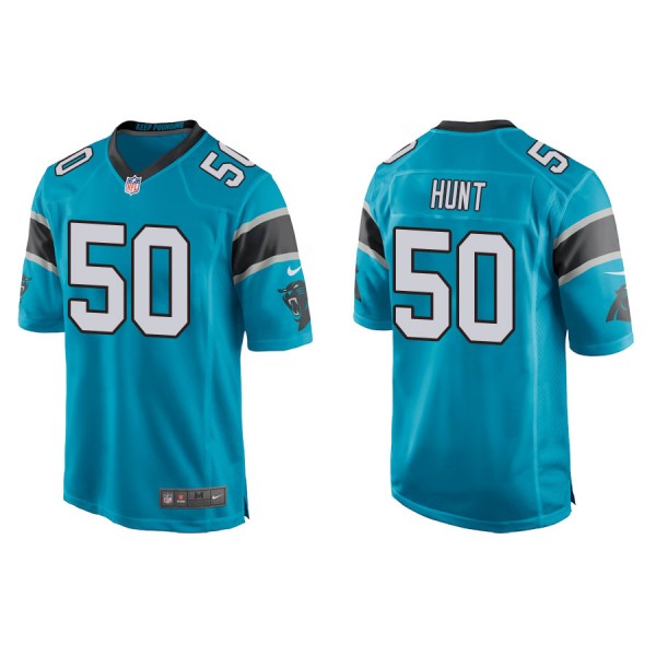 Men's Carolina Panthers Robert Hunt Blue Game Jers...