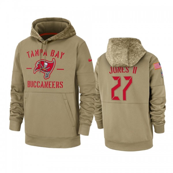 Tampa Bay Buccaneers Ronald Jones II Tan 2019 Salute to Service Sideline Therma Pullover Hoodie