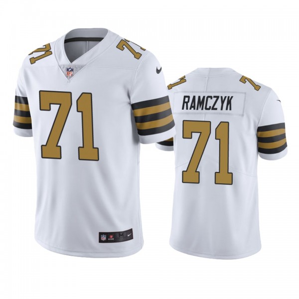 New Orleans Saints #71 Men's White Ryan Ramczyk Co...